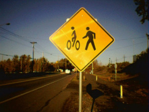 bike and pedestrian crossing sign