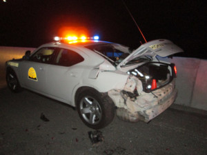 Crashed cop car